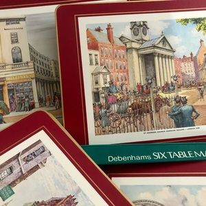 Table Mats, Set of 6, DEDENHAMS, made in England, cork back